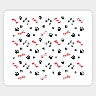 Dog treat candy cane and paw prints. Magnet